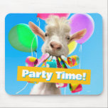 Goat with Party Blowers Mouse Pad<br><div class="desc">LET'S MAKE SOME NOISE!!! | Avanti,  the Global Humour Brand™ has been entertaining the world with its Feel Good Funny greeting cards for over 40 years. Our characters live life to the fullest and celebrate the humour in everyday life.</div>