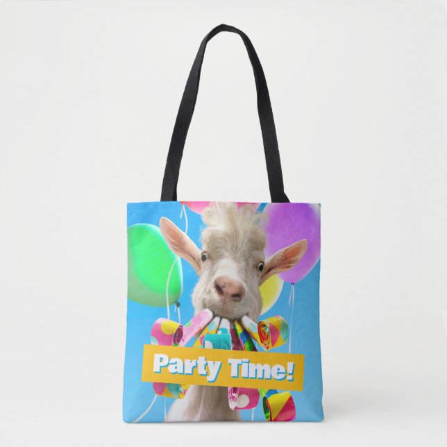 Goat with Party Blowers Tote Bag (Front)