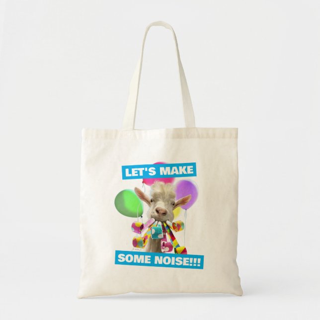 Goat with Party Blowers Tote Bag (Front)