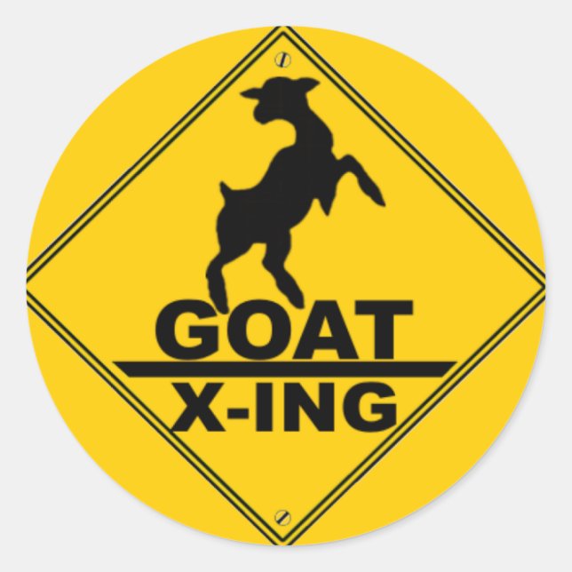 Goat X -ing / GOAT CROSSING WARNING SIGN Classic Round Sticker (Front)