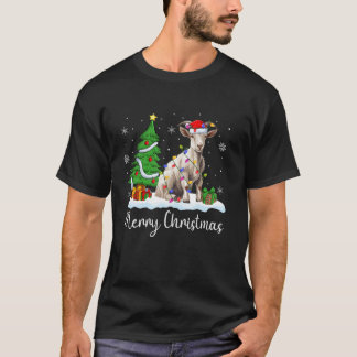 Goat Xmas Lighting Santa Hat Goat Merry Christmas T-Shirt