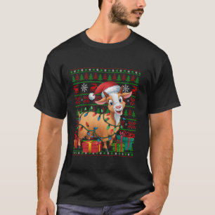 Goat Xmas Lights Ugly Santa Hat Goat Christmas T S T-Shirt