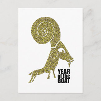 Goat Year Chinese Zodiac Gold embossed effect Postcard