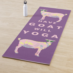 Goat Yoga Pastels On Purple Monogram Background Yoga Mat