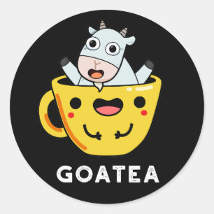 Goatea Funny Goat Tea Pun Dark BG Classic Round Sticker