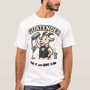 Goatender Funny Goat Bartender Pun Design T-Shirt