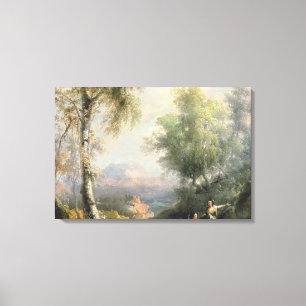 Goatherds in mountainous Spanish landscape Canvas Print