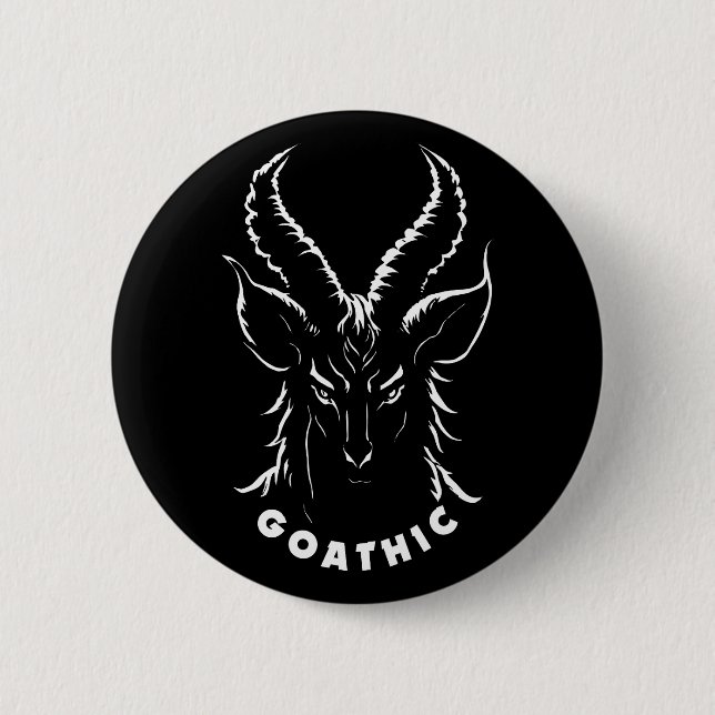 Goathic | Gothic Pun | Satanic Goat 2 Inch Round Button (Front)