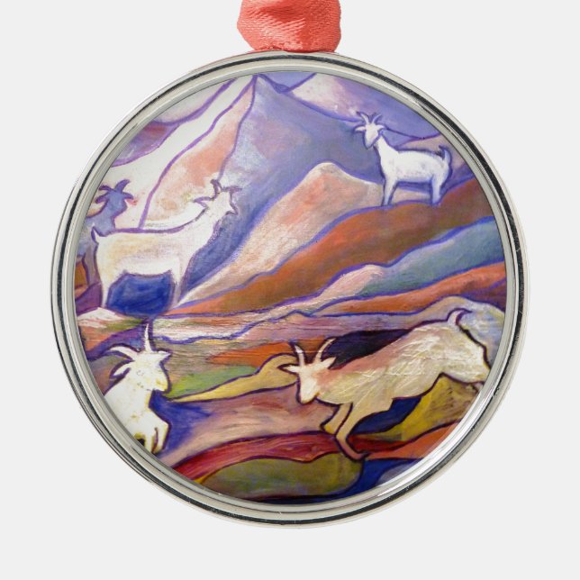 Goats and mountains metal ornament (Front)