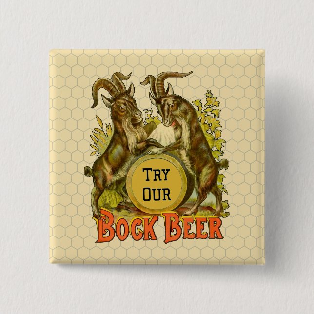 Goats Bock Beer Advertising 2 Inch Square Button (Front)