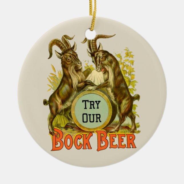 Goats Bock Beer Advertising Ceramic Ornament (Front)