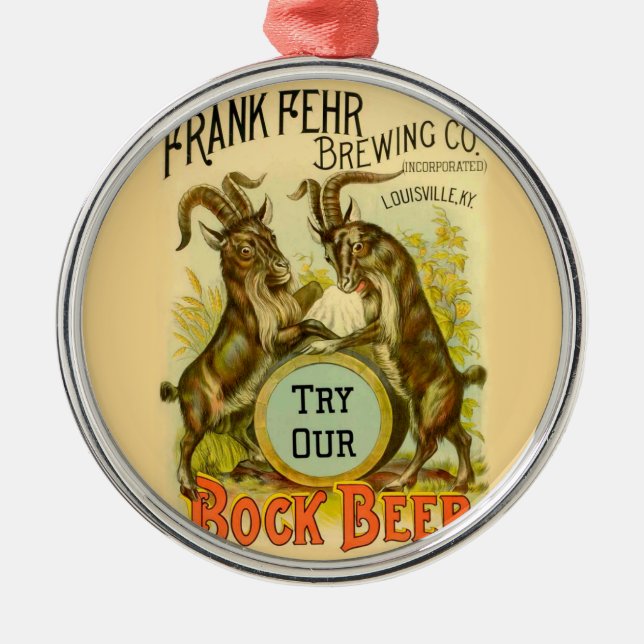 Goats Bock Beer Advertising Metal Ornament (Front)