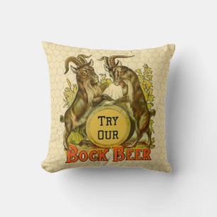 Goats Bock Beer Advertising Throw Pillow
