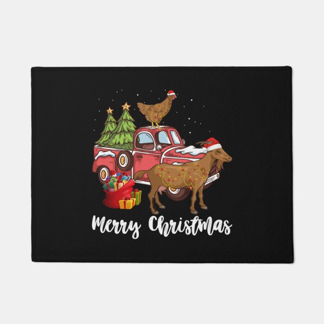 Goats Chickens And Christmas Tree Doormat (Front)
