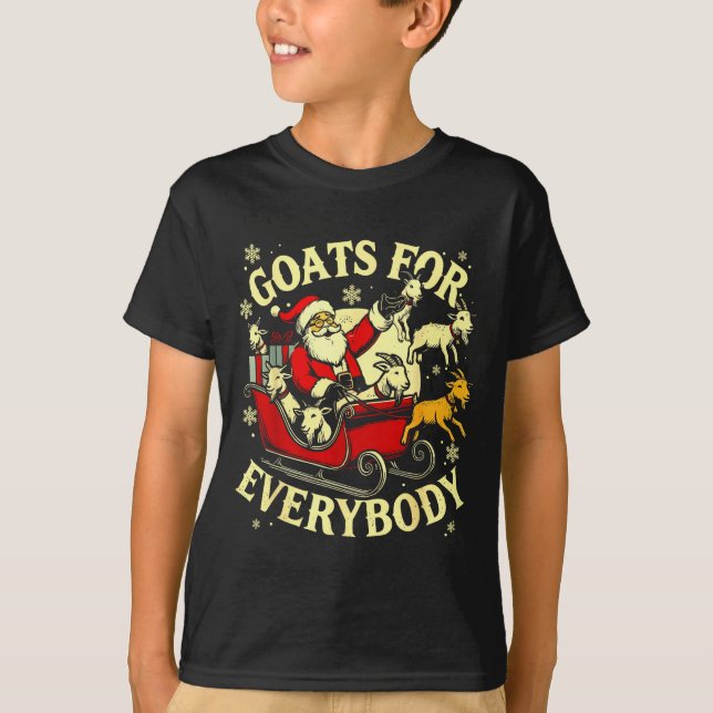 Goats For Everybody Santa Funny Christmas Goat Mom T-Shirt (Front)