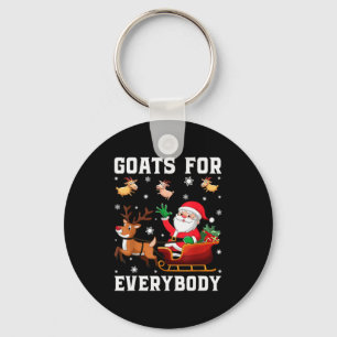 Goats For Everybody Santa Sleigh Funny Christmas G Keychain