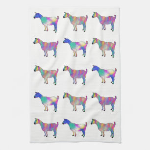 Goats Funky Colourful Illustration Artsy Animals Kitchen Towel