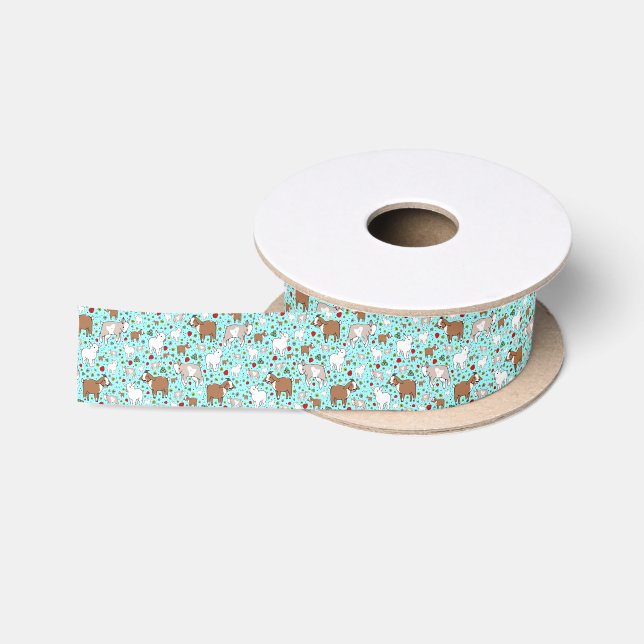 Goats in Blue Satin Ribbon (Spool)