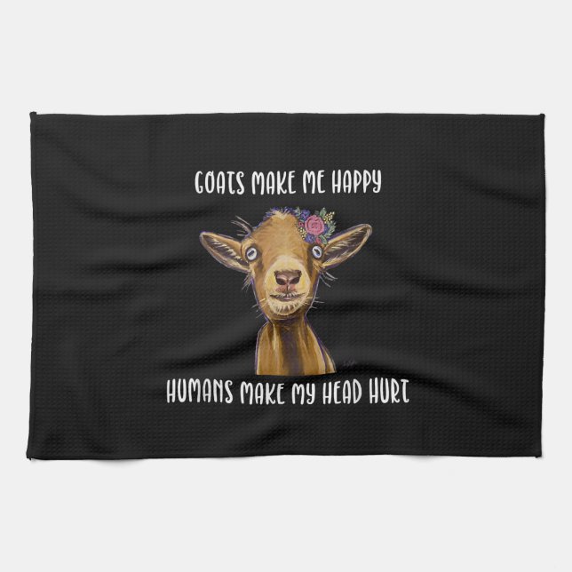 Goats Make Me Happy Goat Lover Kitchen Towel (Horizontal)