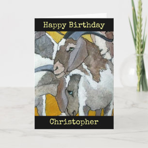 Goats Personalised Happy Birthday Art Card