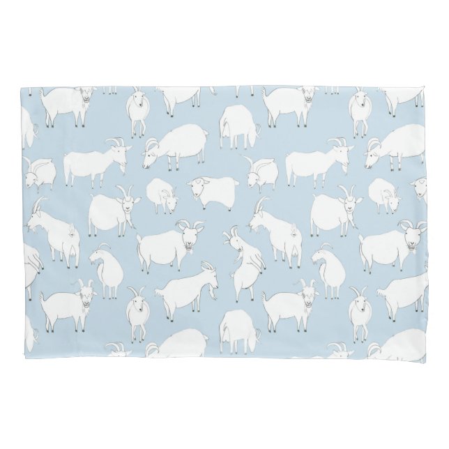Goats playing - baby blue pillowcase (Front)