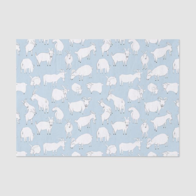 Goats playing - baby blue tissue paper (Front)