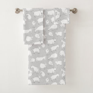 Goats playing - Gray Bath Towel Set