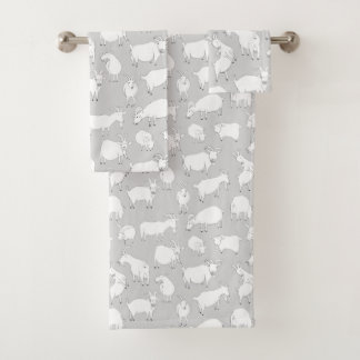 Goats playing - Gray Bath Towel Set