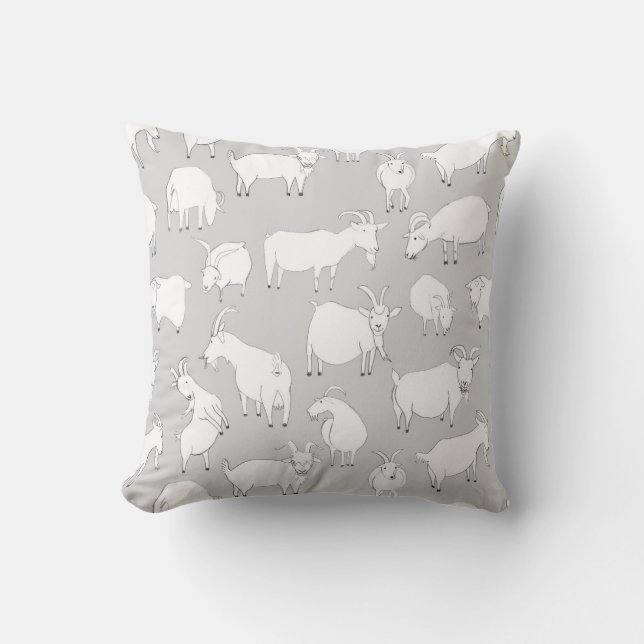 Goats playing - Gray Throw Pillow (Front)