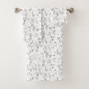 Goats Playing –  Transparent Bath Towel Set