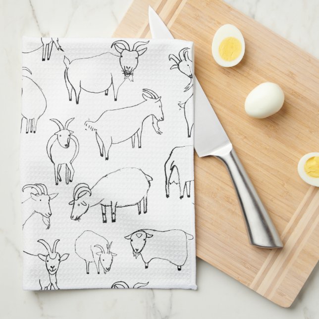 Goats Playing –  Transparent Kitchen Towel (Quarter Fold)