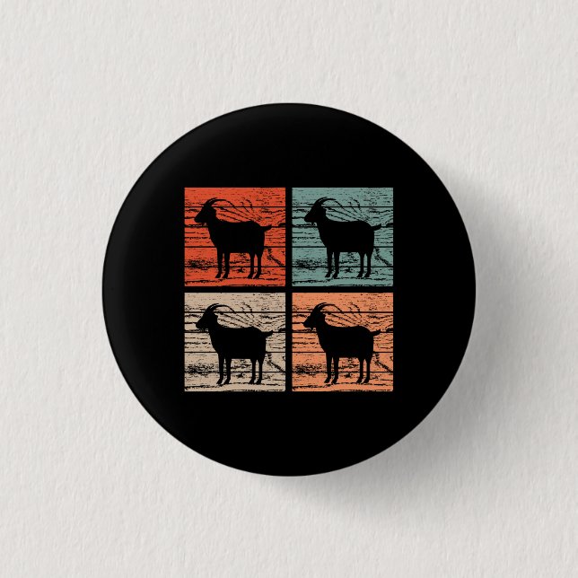 Goats Retro 1 Inch Round Button (Front)