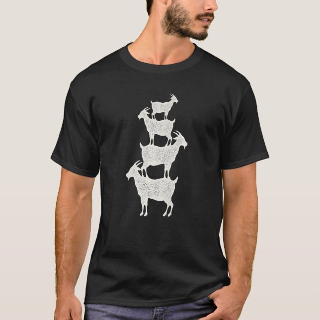 Goats stacked on each other  animal pet T-Shirt (Front)