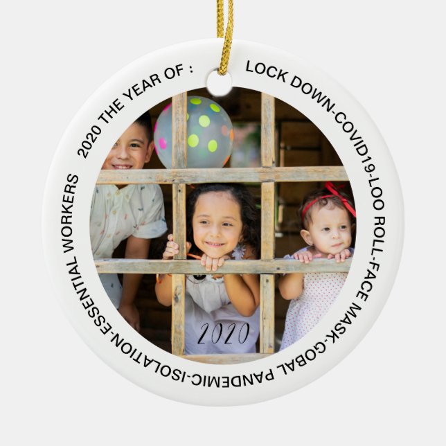 GOBAL LOCKDOWN 2020 FACE MASK CERAMIC ORNAMENT (Front)