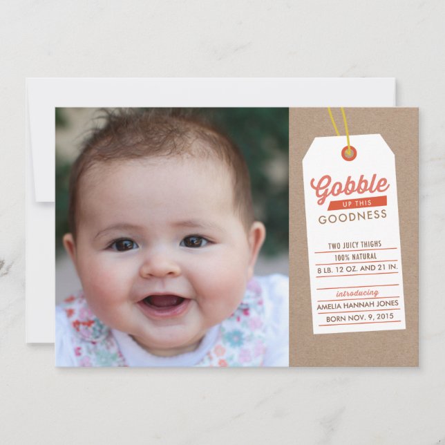 Gobble Baby Up Thanksgiving Birth Announcement (Front)