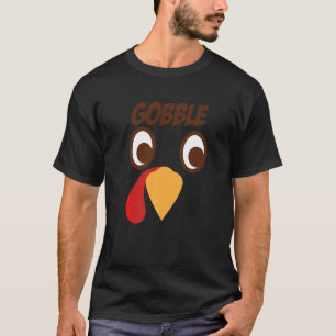 Gobble Big O Face Thanksgiving Turkey With Googly T-Shirt