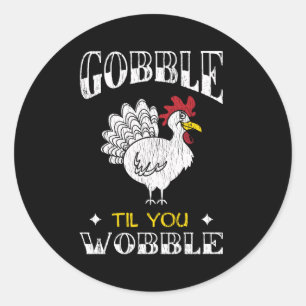 Gobble Family Kids Matching Thanksgiving Gift Classic Round Sticker