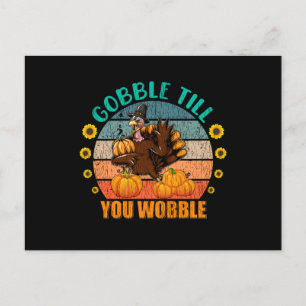 Gobble Family Kids Matching Thanksgiving Pajama Postcard