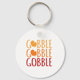 Gobble Funny Thanksgiving Turkey Family Men Women Keychain
