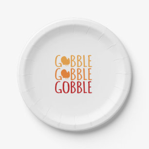 Gobble Funny Thanksgiving Turkey Family Men Women  Paper Plate