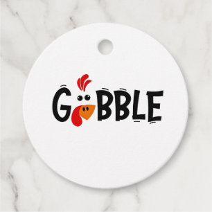 Gobble Funny Thanksgiving Turkey Feast  Favour Tags