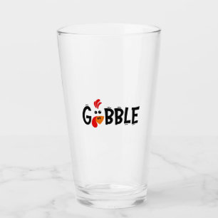 Gobble Funny Thanksgiving Turkey Feast  Glass