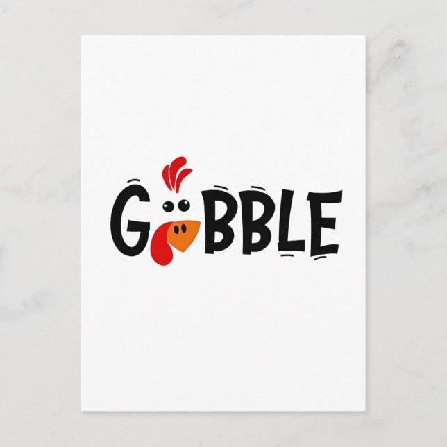 Gobble Funny Thanksgiving Turkey Feast  Invitation Postcard (Front)