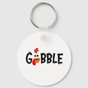 Gobble Funny Thanksgiving Turkey Feast  Keychain