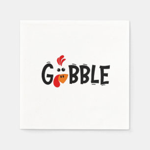 Gobble Funny Thanksgiving Turkey Feast  Napkin