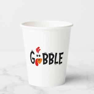 Gobble Funny Thanksgiving Turkey Feast  Paper Cups