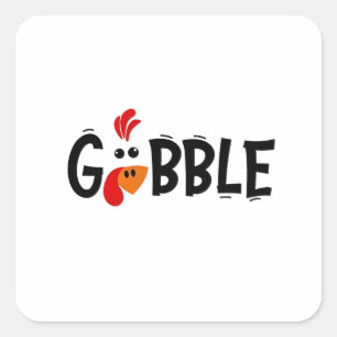 Gobble Funny Thanksgiving Turkey Feast  Square Sticker