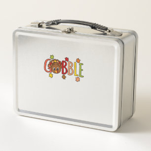 Gobble Funny Turkey Thanksgiving Family Men Women Metal Lunch Box