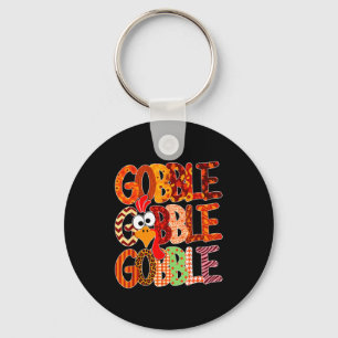 Gobble Gobble Funny Turkey Thanksgiving Women Girl Keychain
