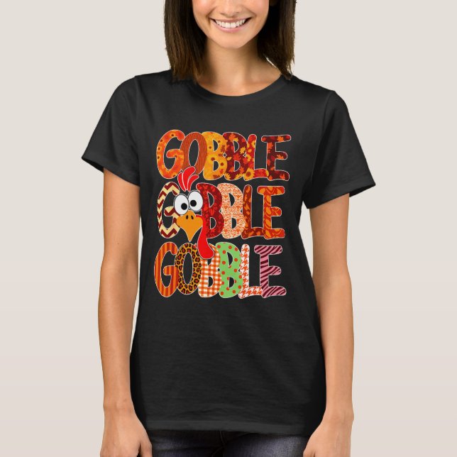 Gobble Gobble Funny Turkey Thanksgiving Women Girl T-Shirt (Front)